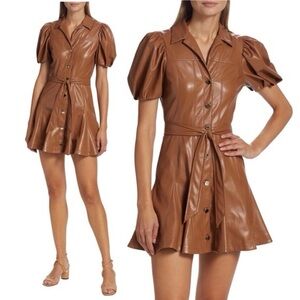 Alice + Olivia brown vegan leather mini dress size 0